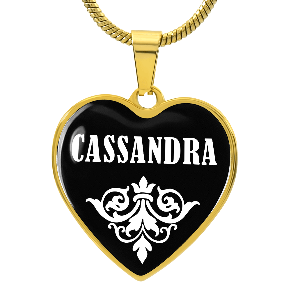 Cassandra v01w - 18k Gold Finished Heart Pendant Luxury Necklace