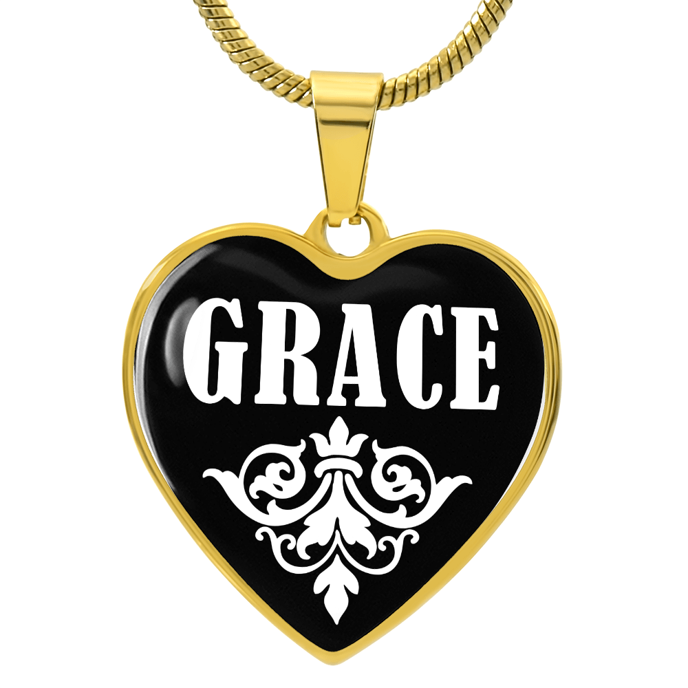 Grace v01w - 18k Gold Finished Heart Pendant Luxury Necklace