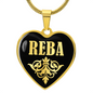 Reba v02 - 18k Gold Finished Heart Pendant Luxury Necklace