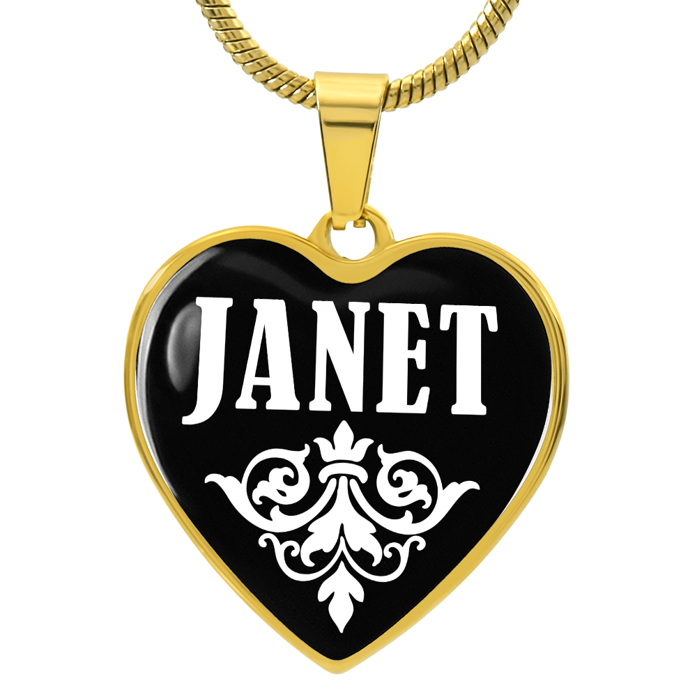 Janet v01w - 18k Gold Finished Heart Pendant Luxury Necklace