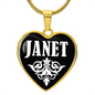 Janet v01w - 18k Gold Finished Heart Pendant Luxury Necklace
