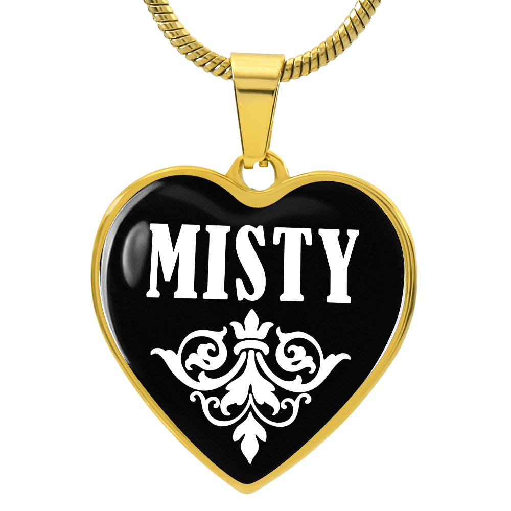 Misty v01w - 18k Gold Finished Heart Pendant Luxury Necklace