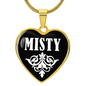 Misty v01w - 18k Gold Finished Heart Pendant Luxury Necklace