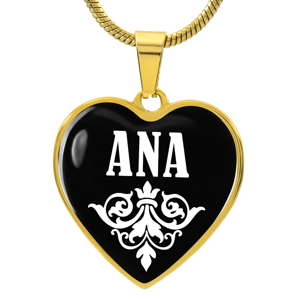 Ana v01w - 18k Gold Finished Heart Pendant Luxury Necklace