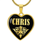 Chris v02 - 18k Gold Finished Heart Pendant Luxury Necklace