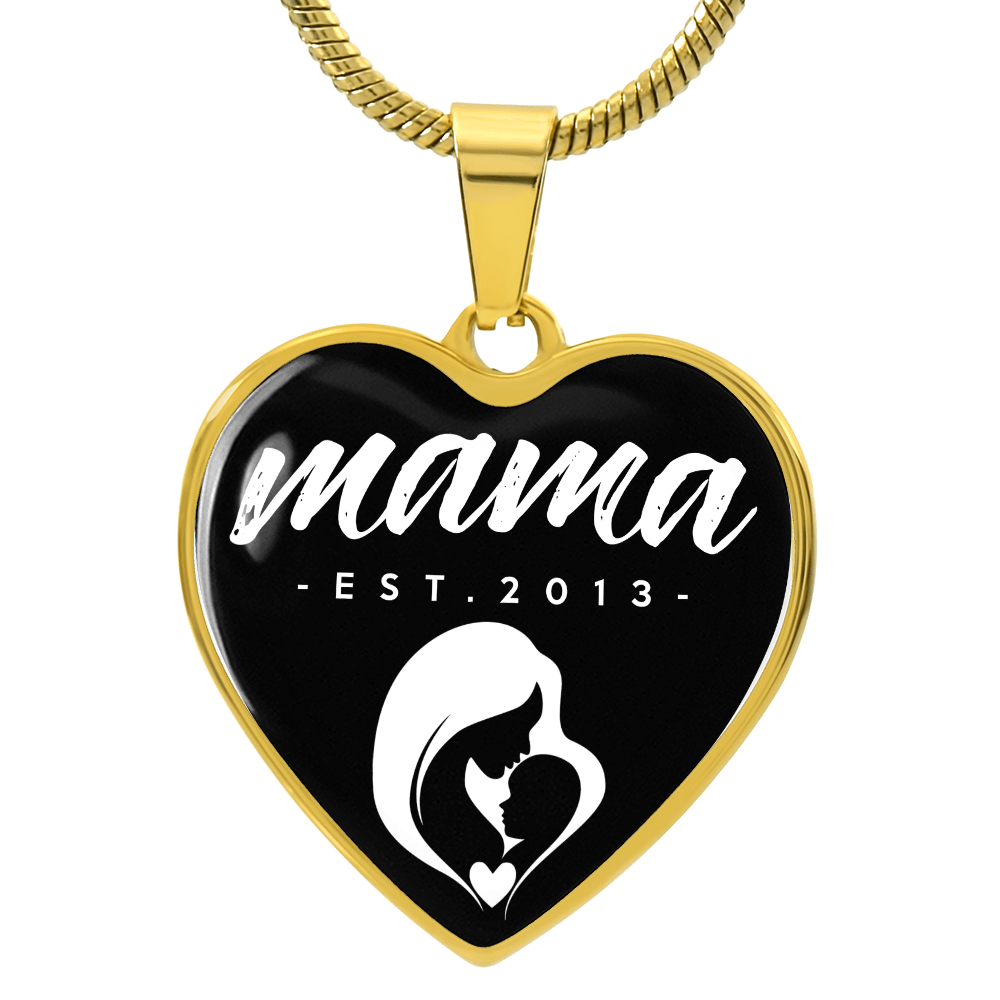 Mama, Est. 2013 v3 - 18k Gold Finished Heart Pendant Luxury Necklace