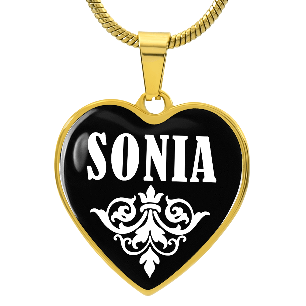 Sonia v01w - 18k Gold Finished Heart Pendant Luxury Necklace