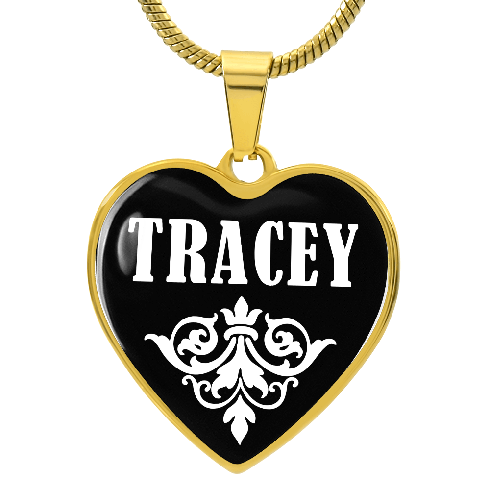 Tracey v01w - 18k Gold Finished Heart Pendant Luxury Necklace
