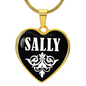 Sally v01w - 18k Gold Finished Heart Pendant Luxury Necklace