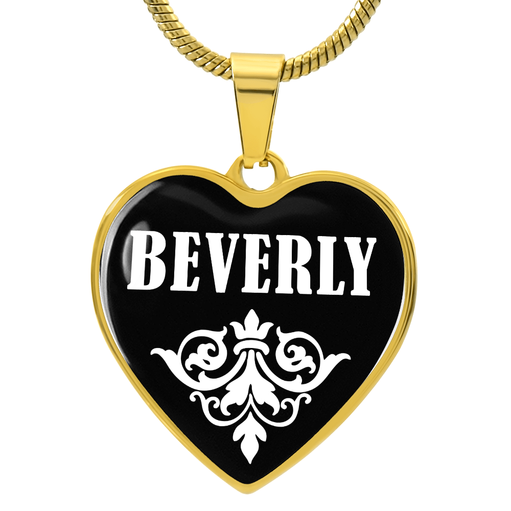 Beverly v01w - 18k Gold Finished Heart Pendant Luxury Necklace
