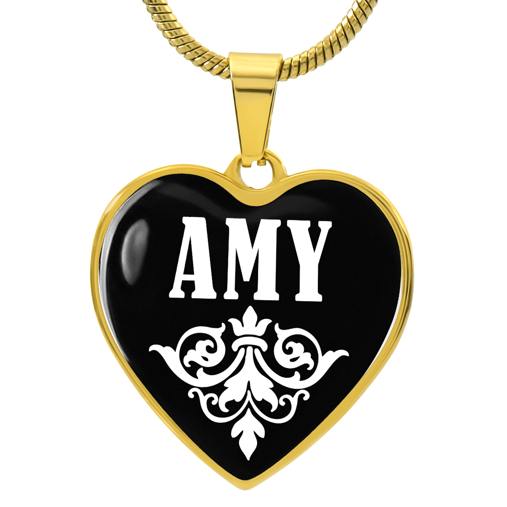 Amy v01w - 18k Gold Finished Heart Pendant Luxury Necklace