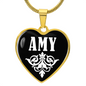 Amy v01w - 18k Gold Finished Heart Pendant Luxury Necklace