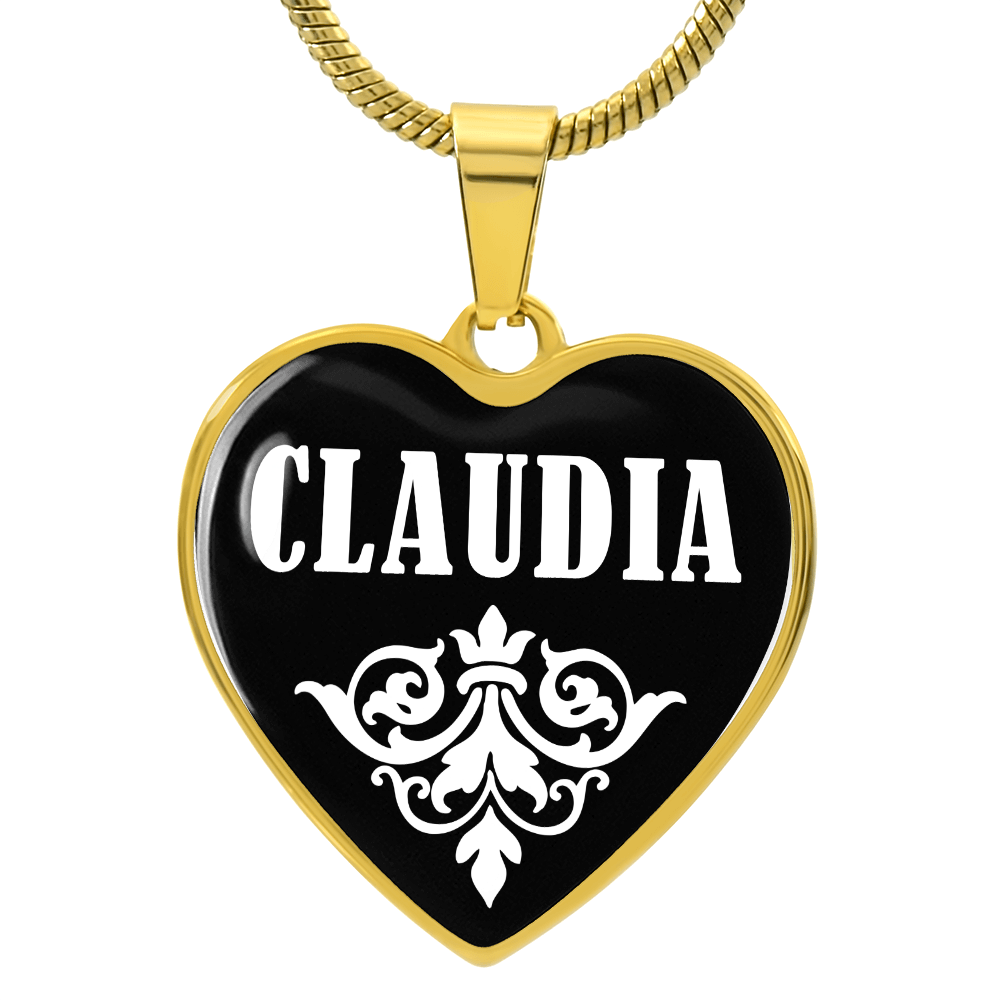 Claudia v01w - 18k Gold Finished Heart Pendant Luxury Necklace