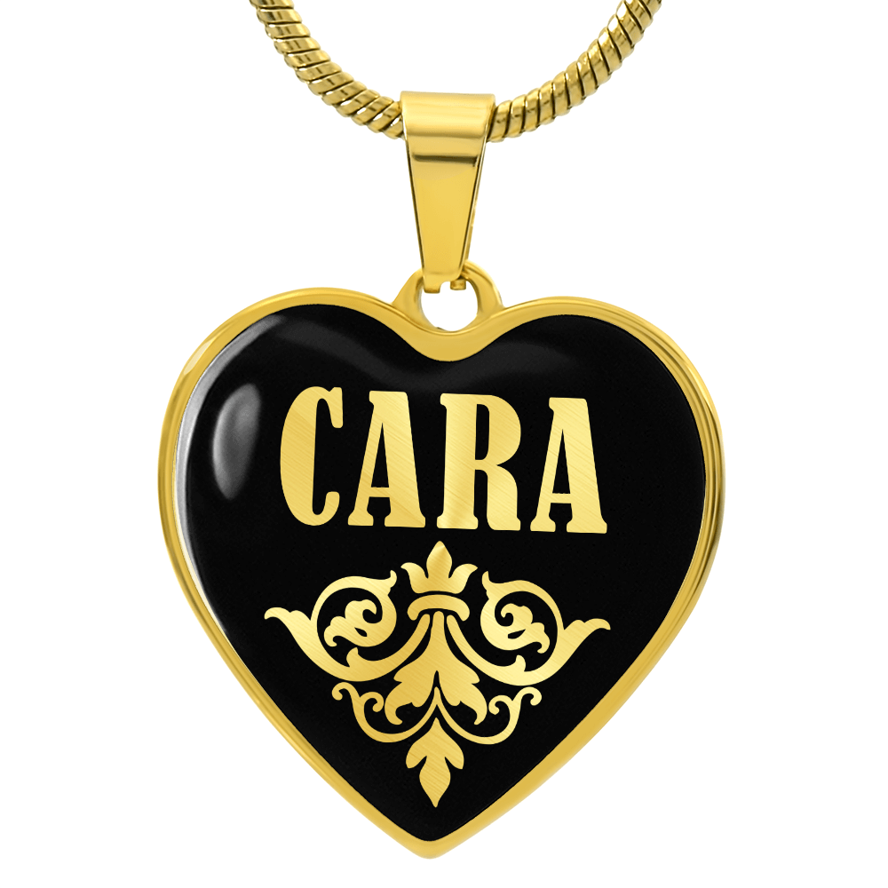 Cara v02 - 18k Gold Finished Heart Pendant Luxury Necklace