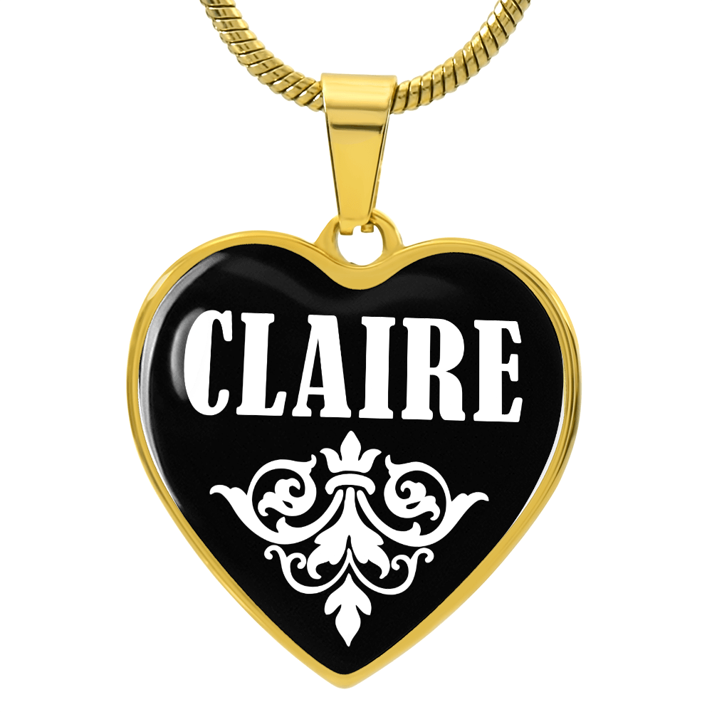 Claire v01w - 18k Gold Finished Heart Pendant Luxury Necklace