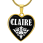 Claire v01w - 18k Gold Finished Heart Pendant Luxury Necklace