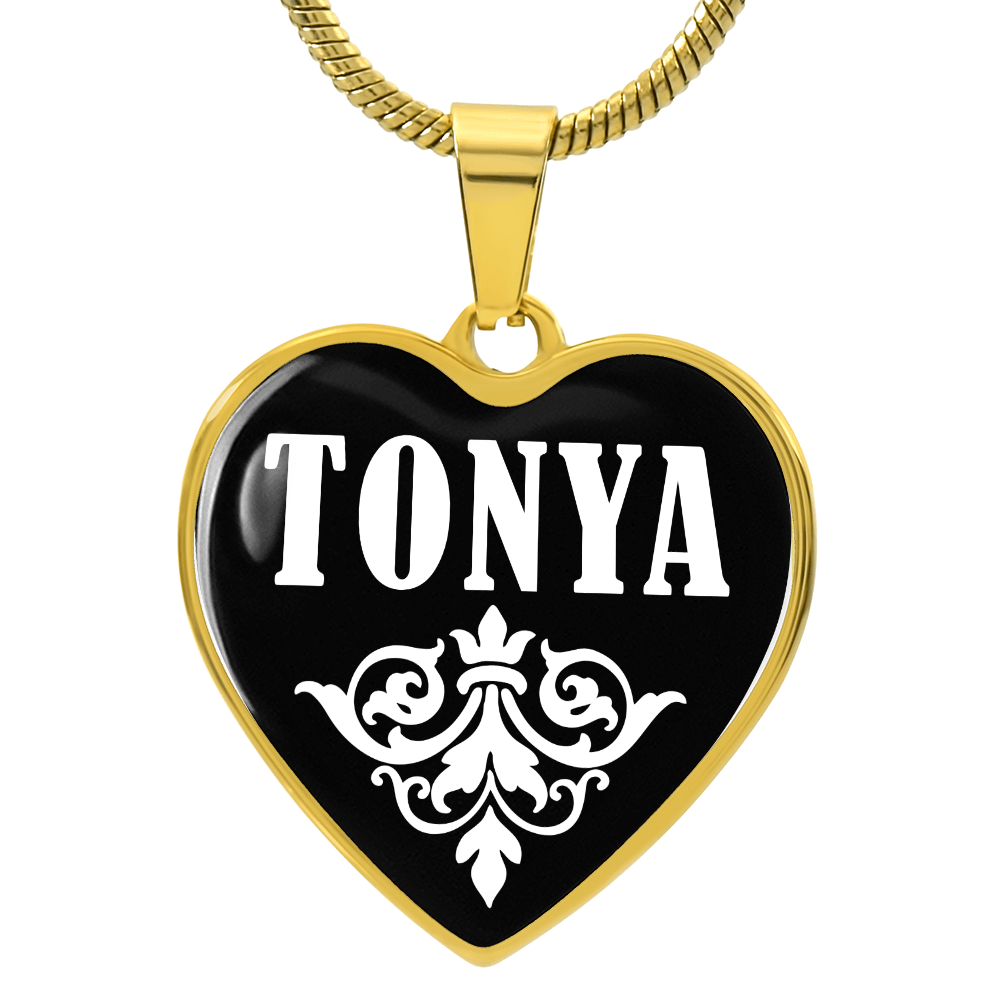 Tonya v01w - 18k Gold Finished Heart Pendant Luxury Necklace