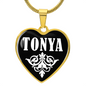Tonya v01w - 18k Gold Finished Heart Pendant Luxury Necklace