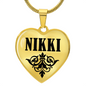 Nikki v01 - 18k Gold Finished Heart Pendant Luxury Necklace