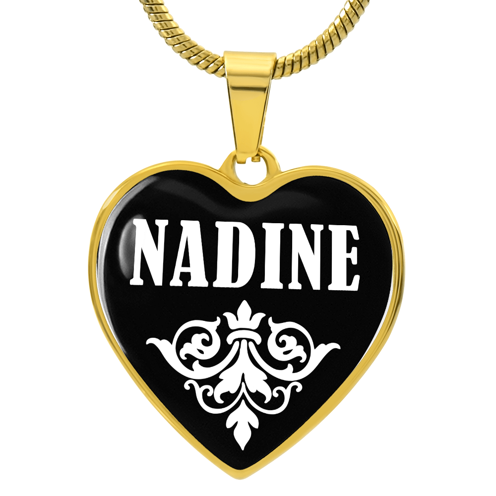 Nadine v01w - 18k Gold Finished Heart Pendant Luxury Necklace