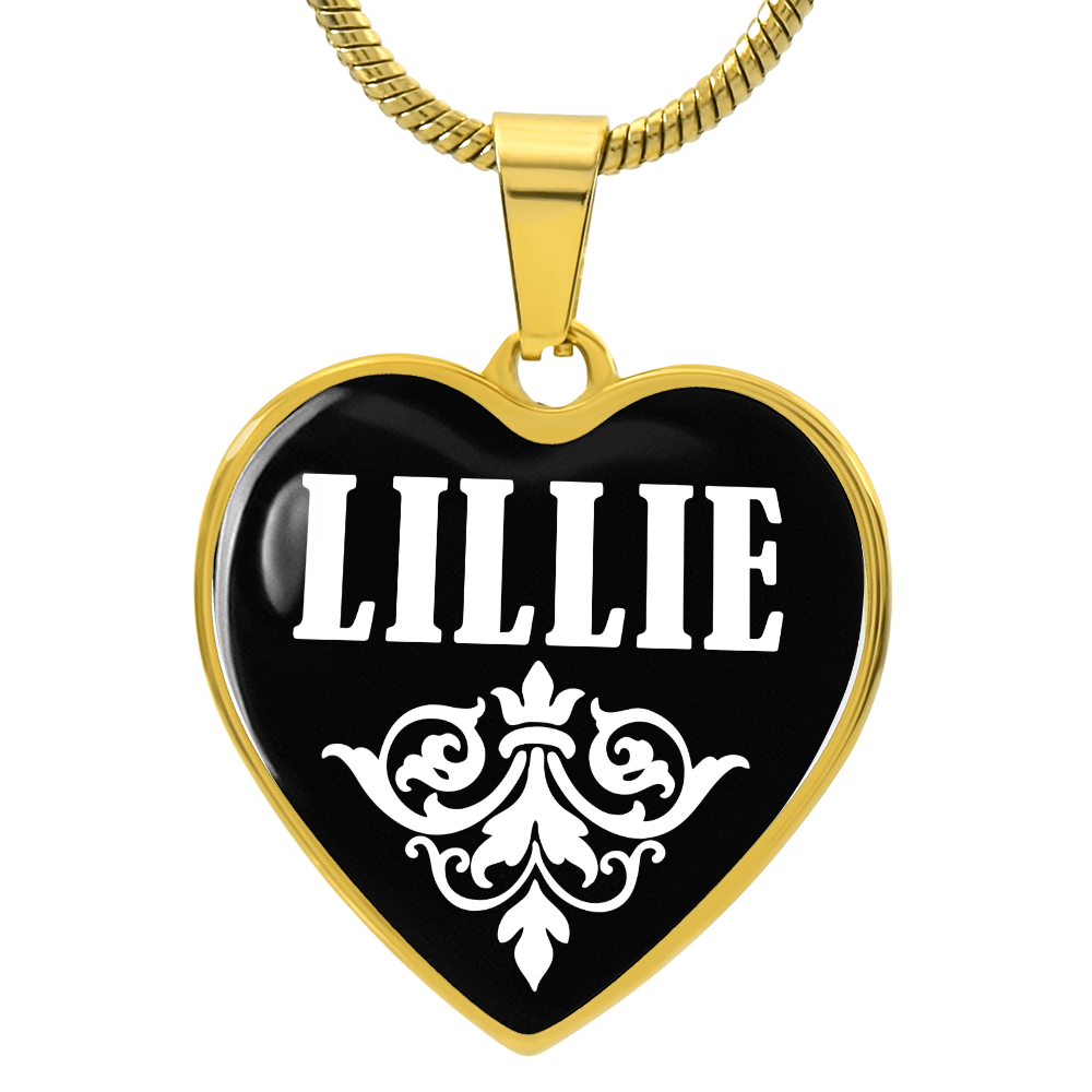 Lillie v01w - 18k Gold Finished Heart Pendant Luxury Necklace