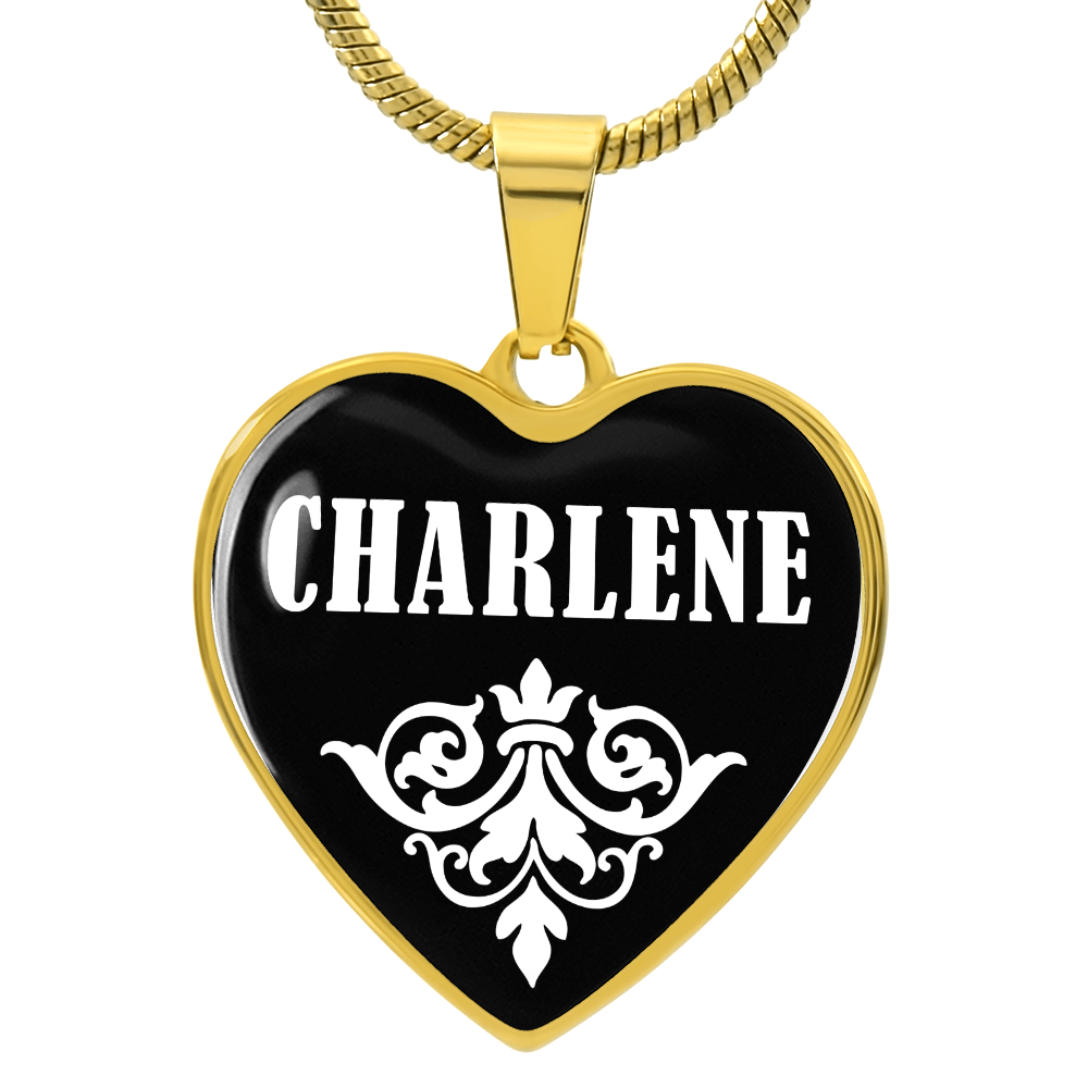Charlene v01w - 18k Gold Finished Heart Pendant Luxury Necklace