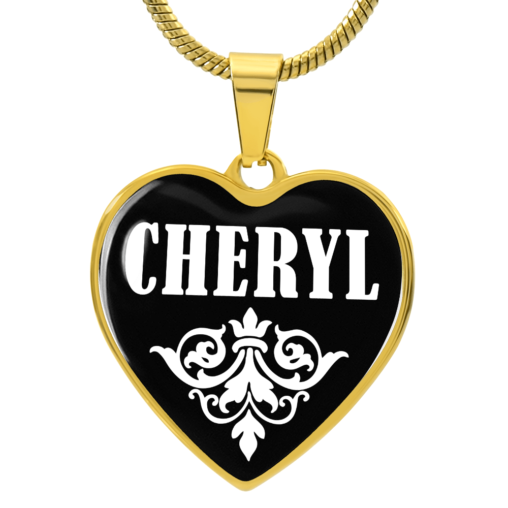 Cheryl v01w - 18k Gold Finished Heart Pendant Luxury Necklace