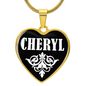 Cheryl v01w - 18k Gold Finished Heart Pendant Luxury Necklace