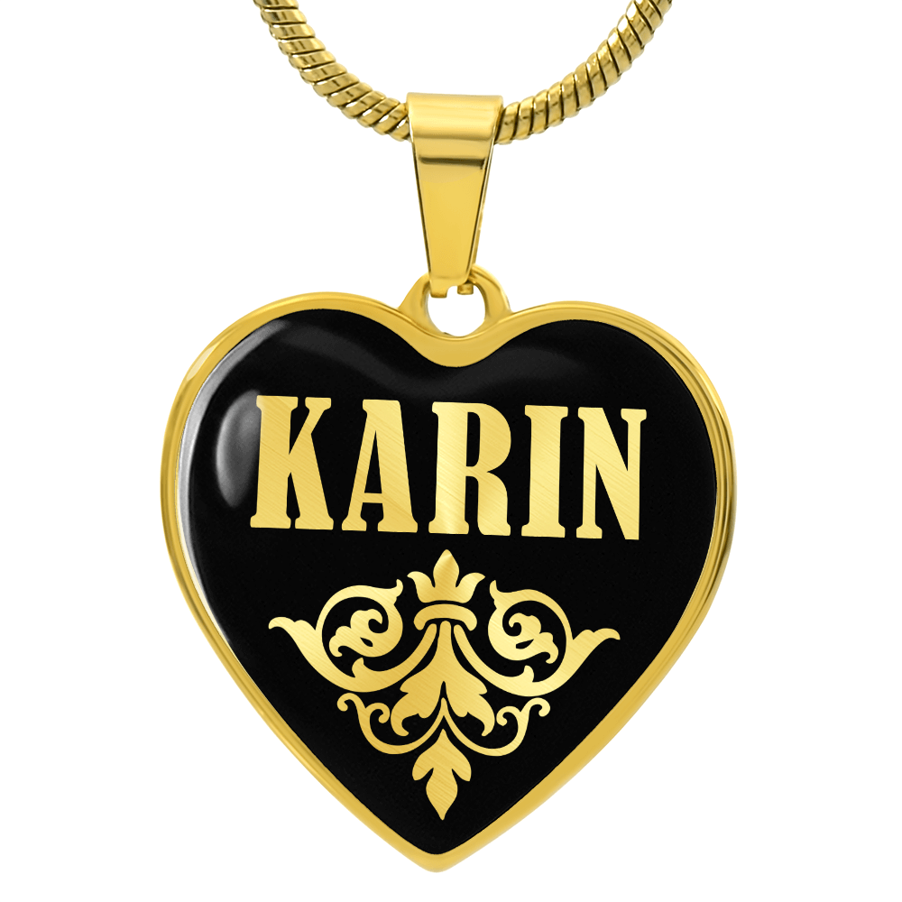Karin v02 - 18k Gold Finished Heart Pendant Luxury Necklace