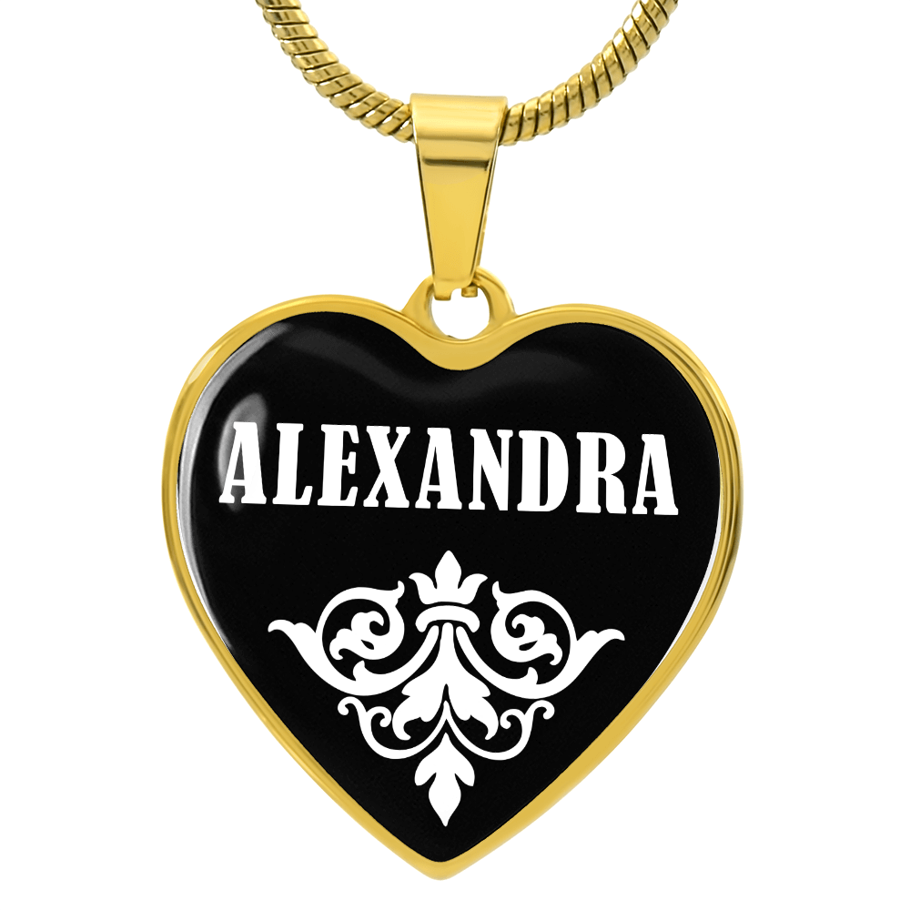 Alexandra v01w - 18k Gold Finished Heart Pendant Luxury Necklace