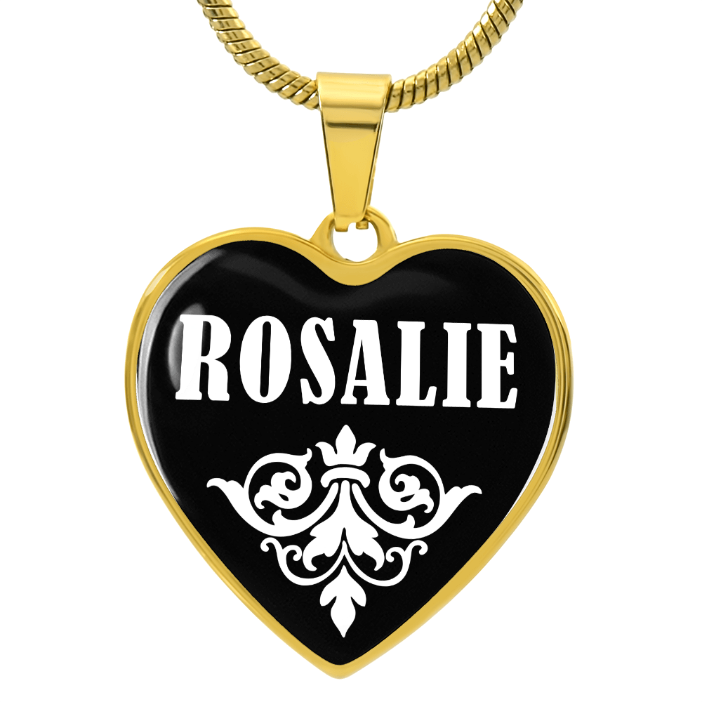 Rosalie v01w - 18k Gold Finished Heart Pendant Luxury Necklace