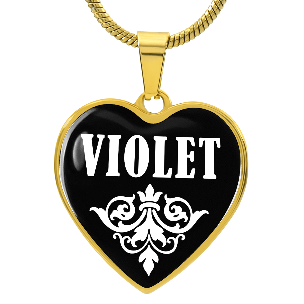 Violet v01w - 18k Gold Finished Heart Pendant Luxury Necklace