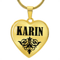 Karin v01 - 18k Gold Finished Heart Pendant Luxury Necklace