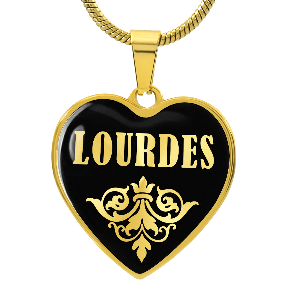 Lourdes v02 - 18k Gold Finished Heart Pendant Luxury Necklace