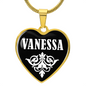Vanessa v01w - 18k Gold Finished Heart Pendant Luxury Necklace
