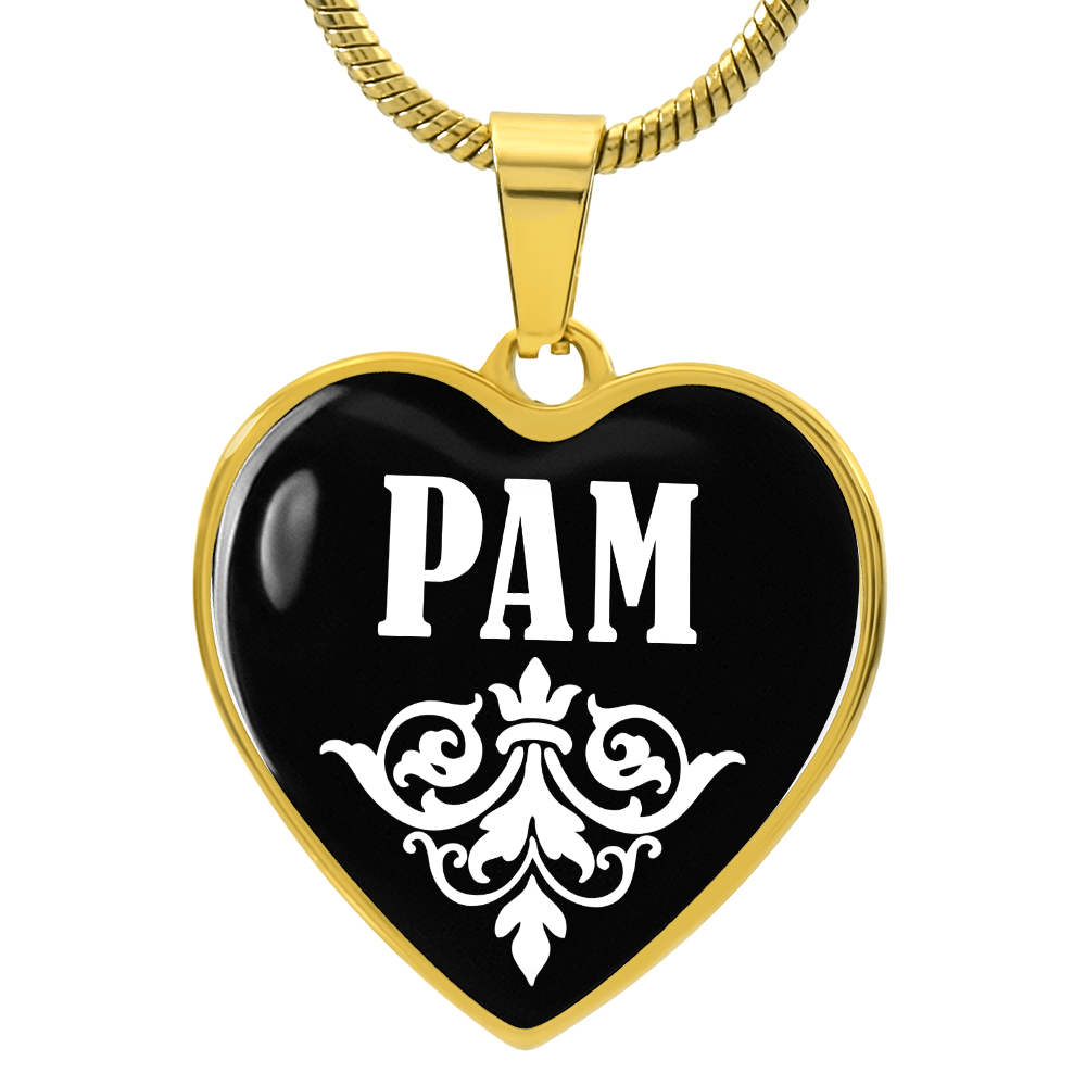 Pam v01w - 18k Gold Finished Heart Pendant Luxury Necklace