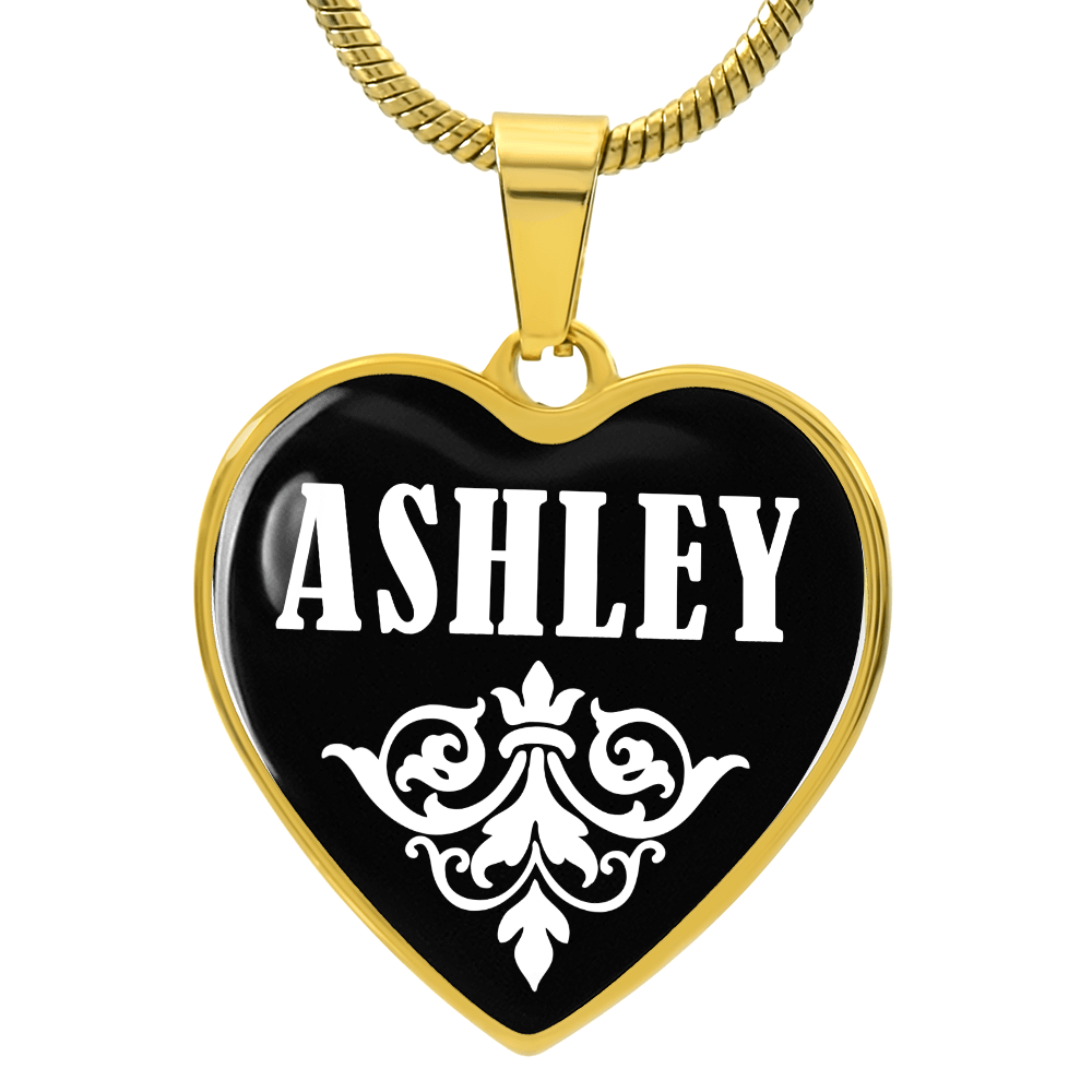 Ashley v01w - 18k Gold Finished Heart Pendant Luxury Necklace