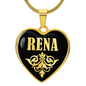 Rena v02 - 18k Gold Finished Heart Pendant Luxury Necklace