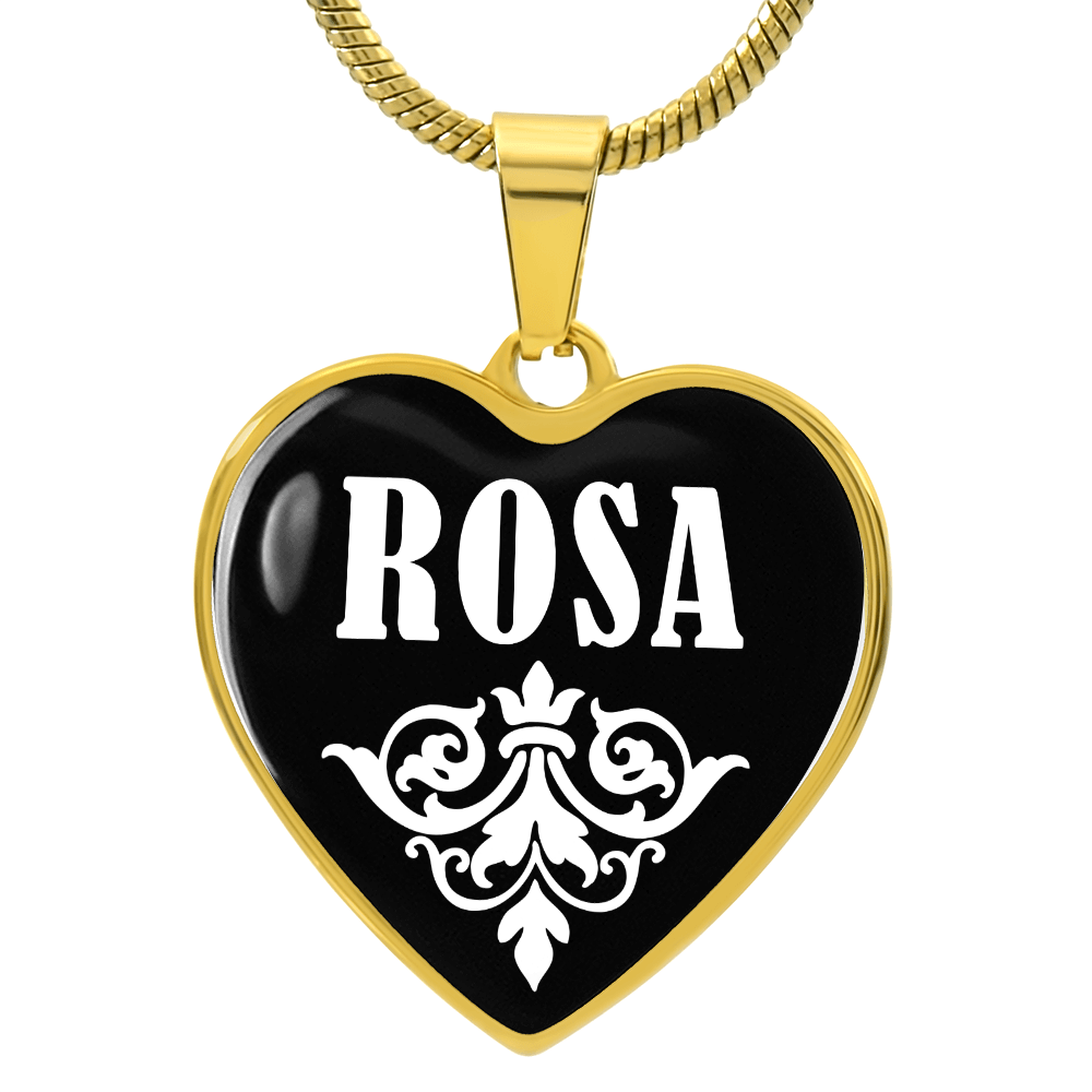 Rosa v01w - 18k Gold Finished Heart Pendant Luxury Necklace