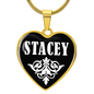 Stacey v01w - 18k Gold Finished Heart Pendant Luxury Necklace