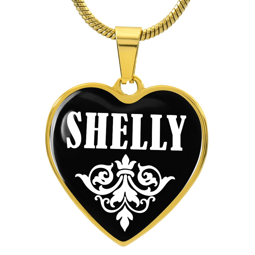 Shelly v01w - 18k Gold Finished Heart Pendant Luxury Necklace
