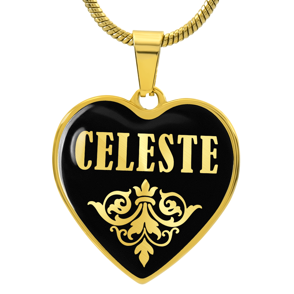 Celeste v02 - 18k Gold Finished Heart Pendant Luxury Necklace