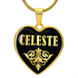 Celeste v02 - 18k Gold Finished Heart Pendant Luxury Necklace