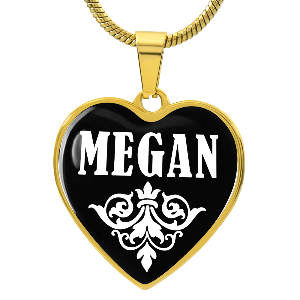 Megan v01w - 18k Gold Finished Heart Pendant Luxury Necklace