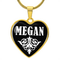 Megan v01w - 18k Gold Finished Heart Pendant Luxury Necklace