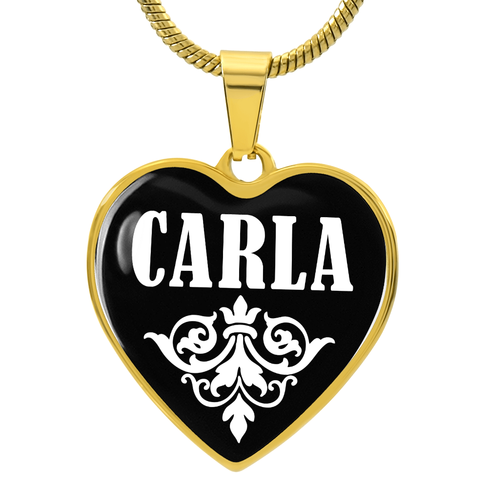 Carla v01w - 18k Gold Finished Heart Pendant Luxury Necklace