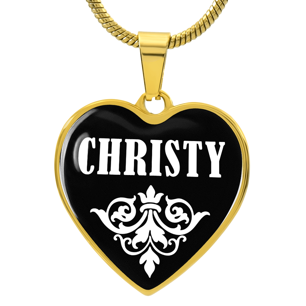 Christy v01w - 18k Gold Finished Heart Pendant Luxury Necklace