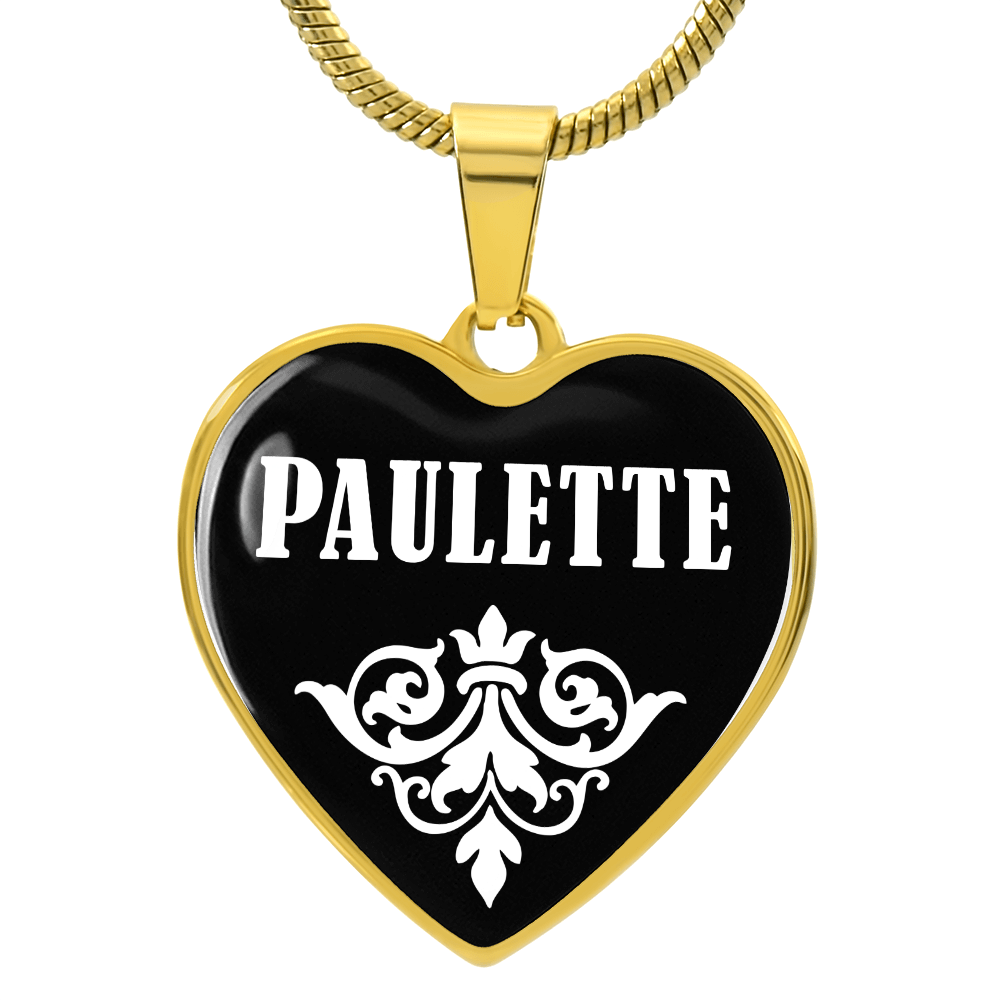 Paulette v01w - 18k Gold Finished Heart Pendant Luxury Necklace