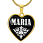 Maria v01w - 18k Gold Finished Heart Pendant Luxury Necklace
