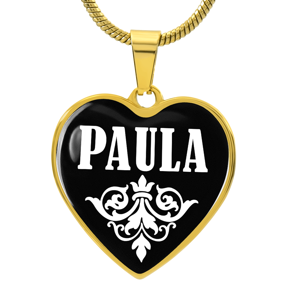 Paula v01w - 18k Gold Finished Heart Pendant Luxury Necklace